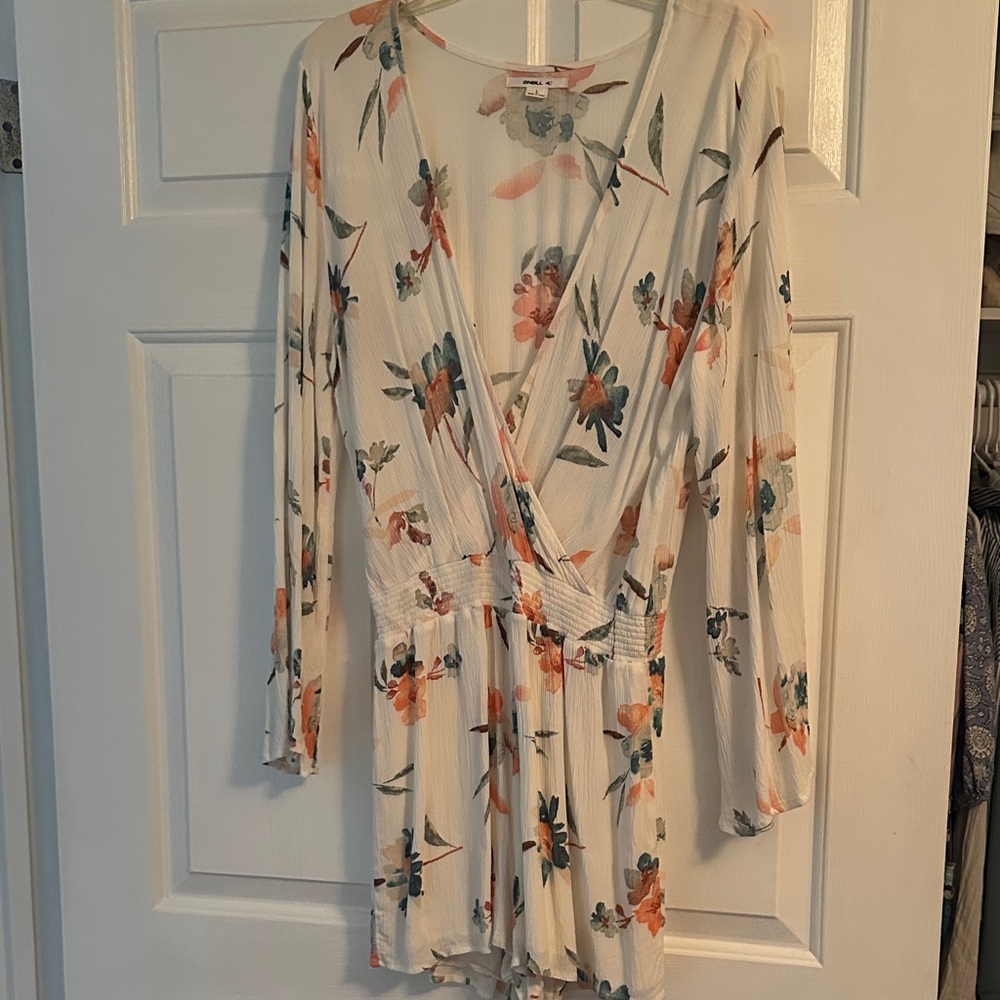 O'Neill Floral Romper - Cream and Orange